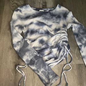 PINK blue and white tie dye king sleeve sinched on sides